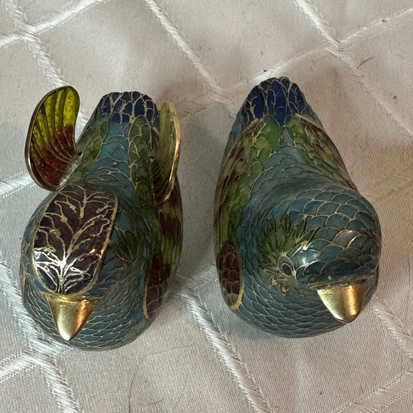 Vintage Chinese Plique A Jour Cloisonne Transparent Enamel Mandarin Ducks - Picture 13 of 16